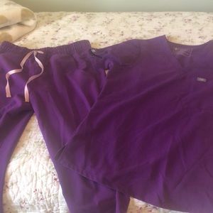 Figs Purple High-waisted Scrub Set